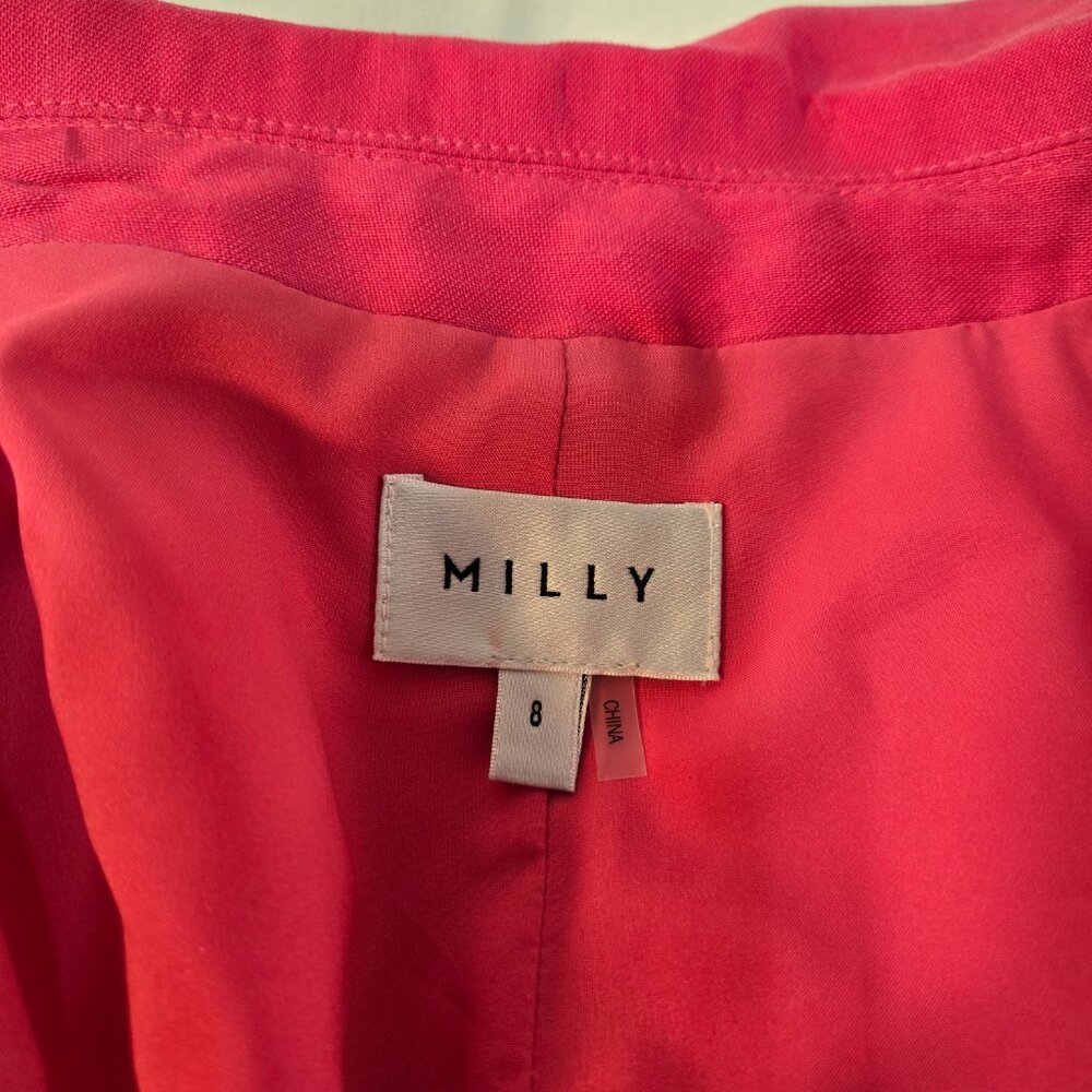 MILLY Legally Blonde Officecore Fuchsia Linen Rayon Blazer Size 8 New NO Tags! - Picture 12 of 16
